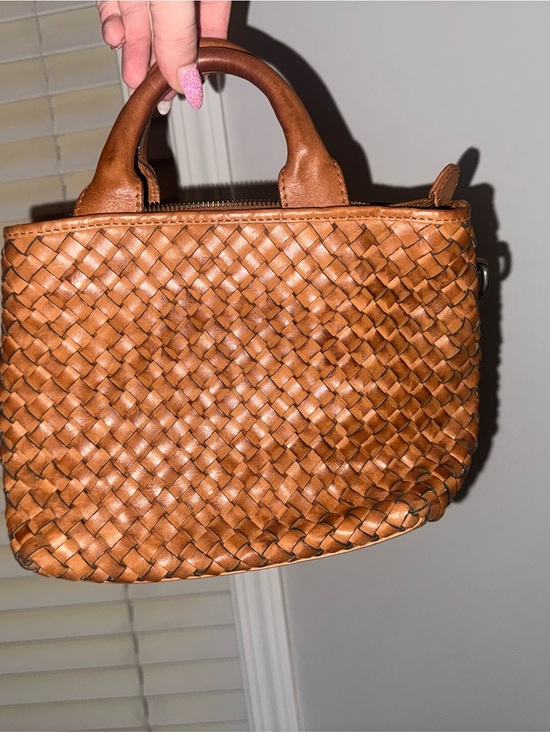 Handbags - Woven Leather Top-Handle Bag in Cognac